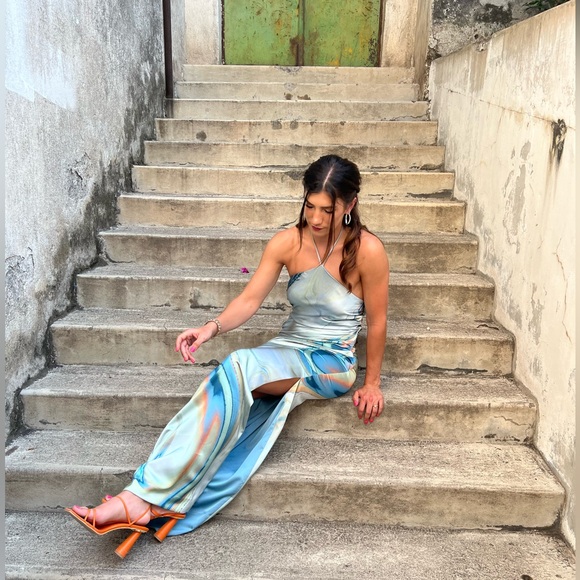 Simkhai Hansel Marble Printed Satin Gown - Picture 7 of 7